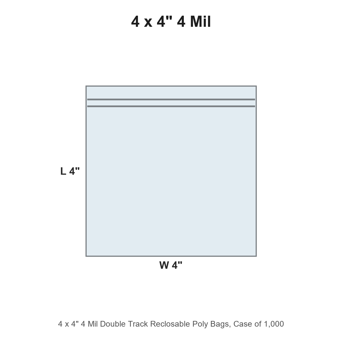 4 x 4" 4 Mil Double Track Reclosable Poly Bags