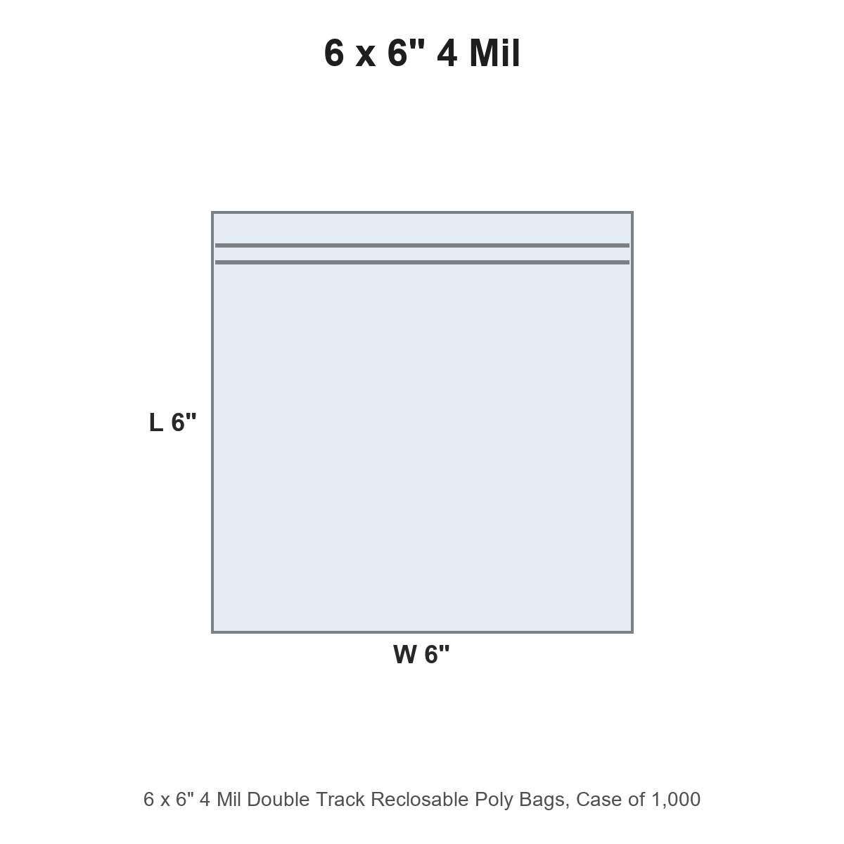 6 x 6" 4 Mil Double Track Reclosable Poly Bags