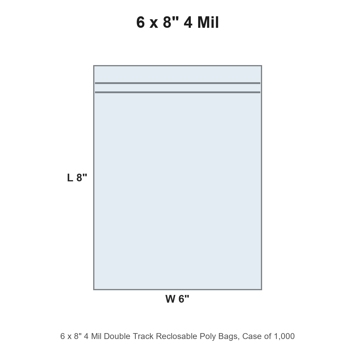 6 x 8" 4 Mil Double Track Reclosable Poly Bags
