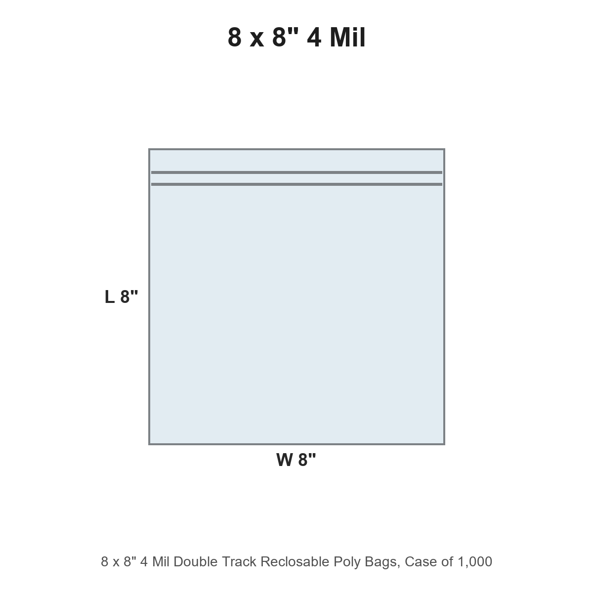 8 x 8" 4 Mil Double Track Reclosable Poly Bags