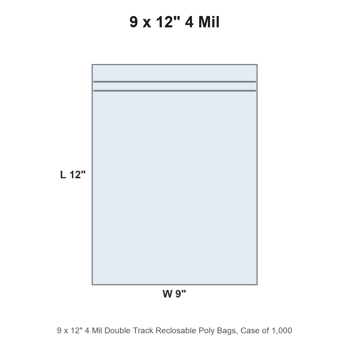 9 x 12" 4 Mil Double Track Reclosable Poly Bags