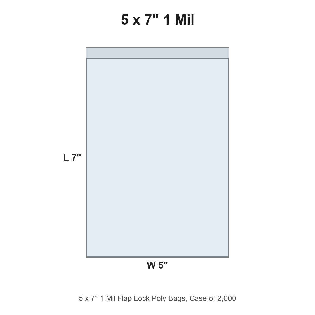 5 x 7" 1 Mil Flap Lock Poly Bags