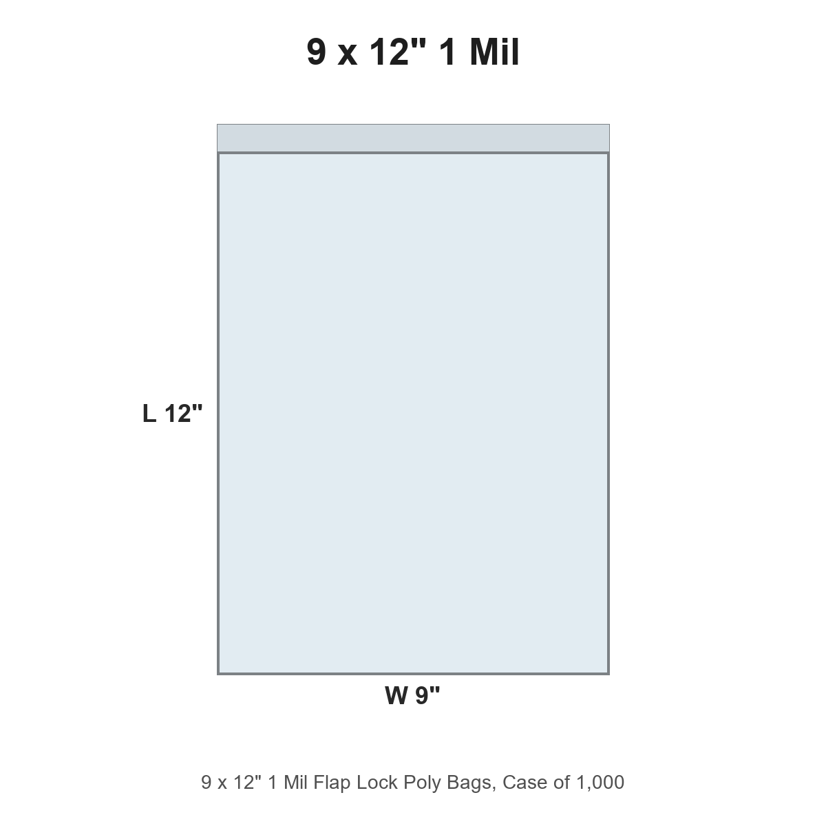 9 x 12" 1 Mil Flap Lock Poly Bags