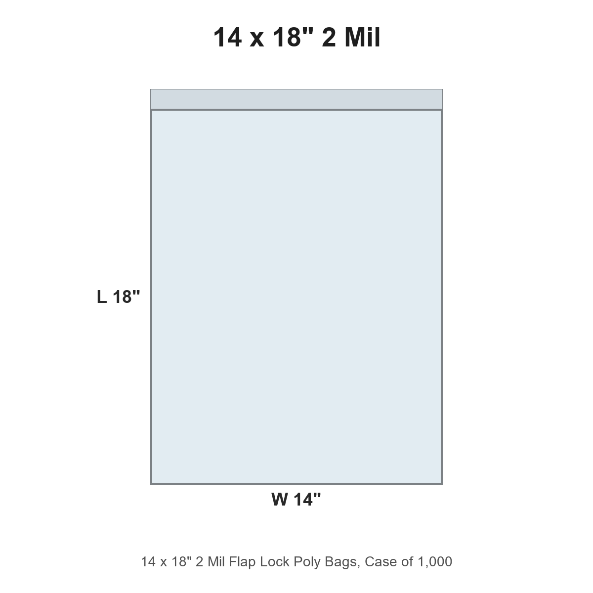 14 x 18" 2 Mil Flap Lock Poly Bags