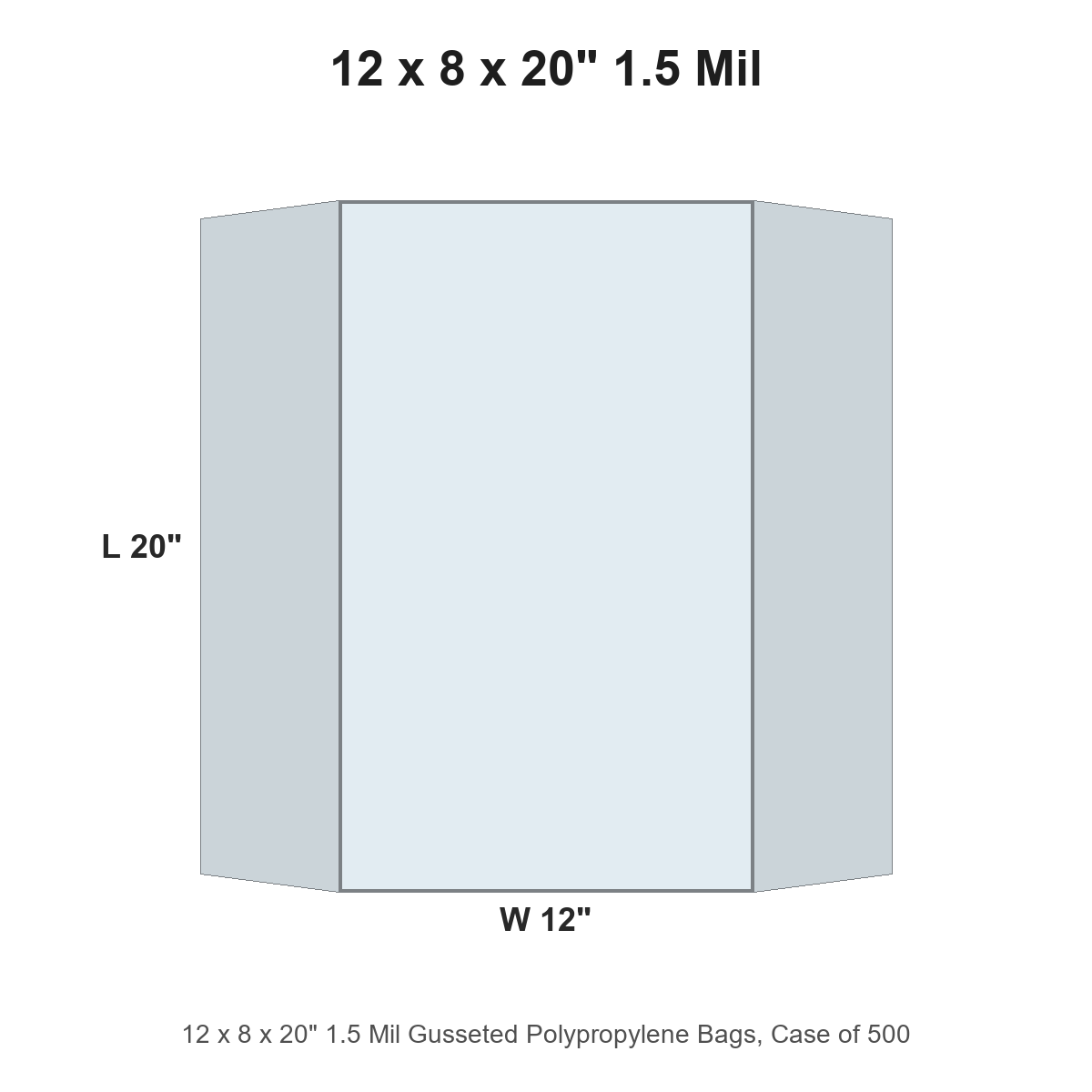 12 x 8 x 20" 1.5 Mil Gusseted Polypropylene Bags
