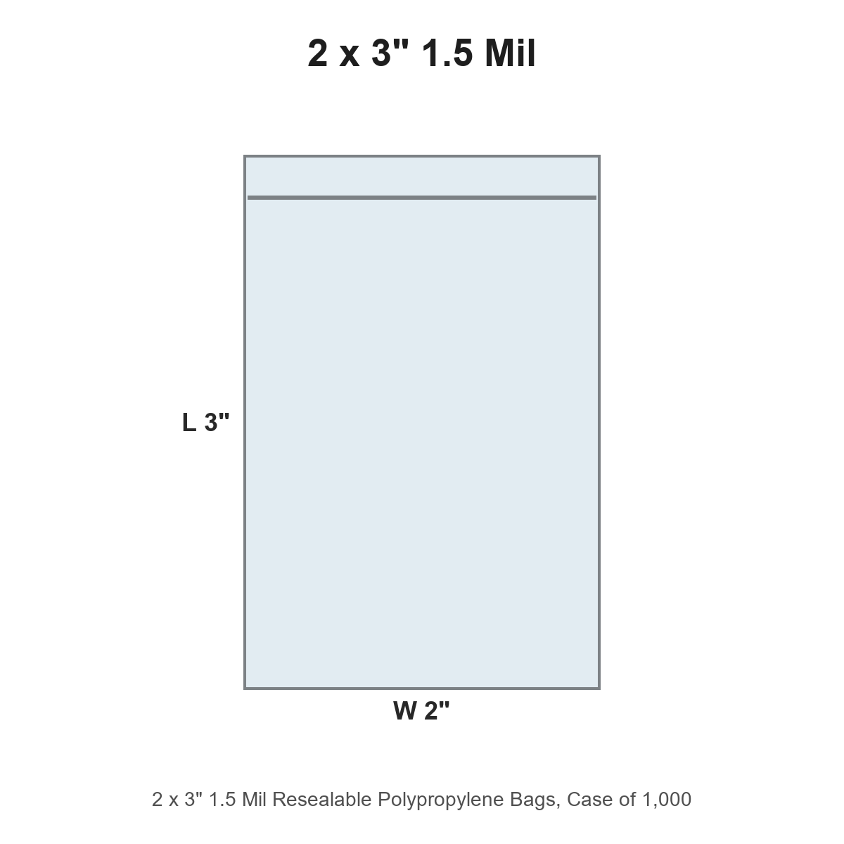 2 x 3" 1.5 Mil Resealable Polypropylene Bags