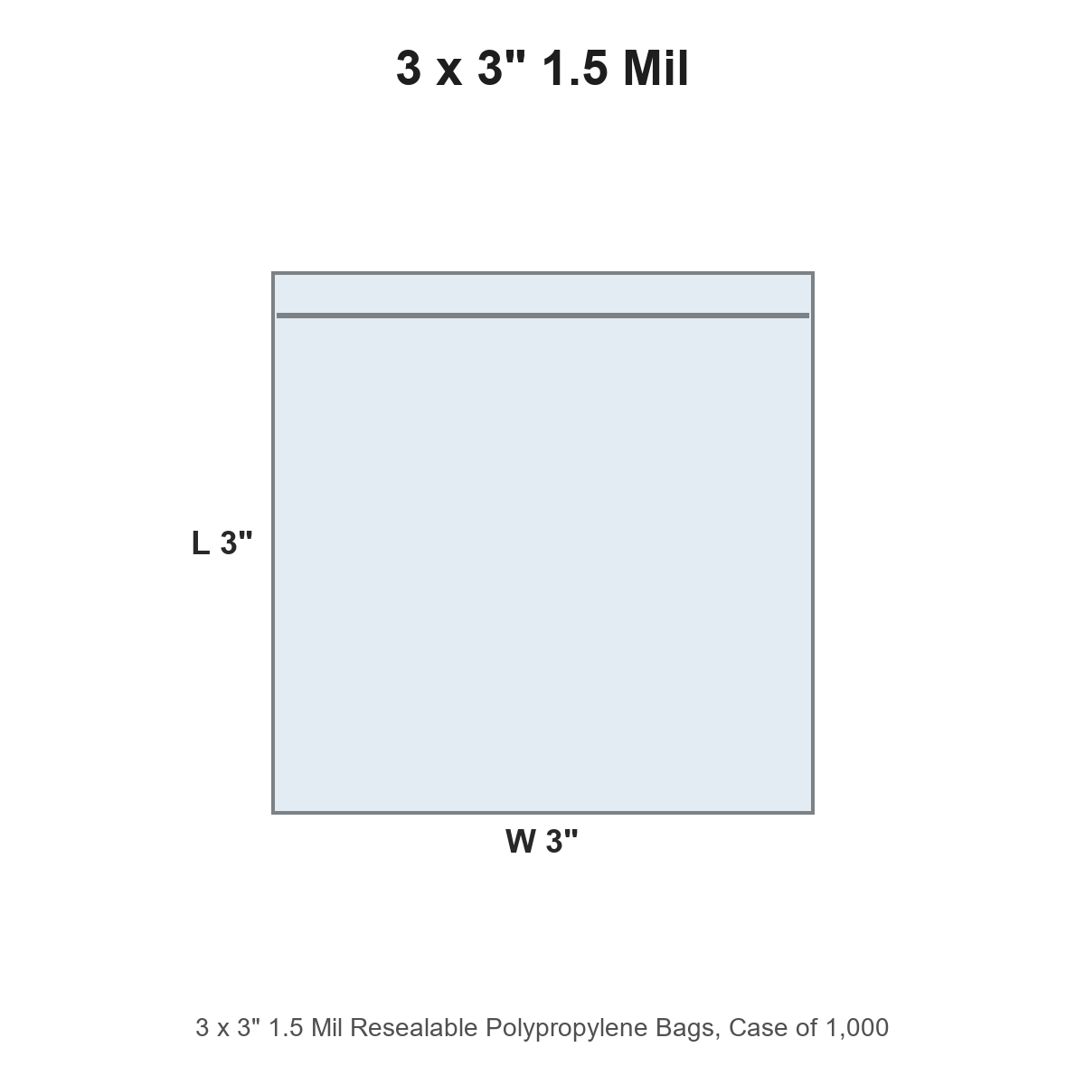 3 x 3" 1.5 Mil Resealable Polypropylene Bags
