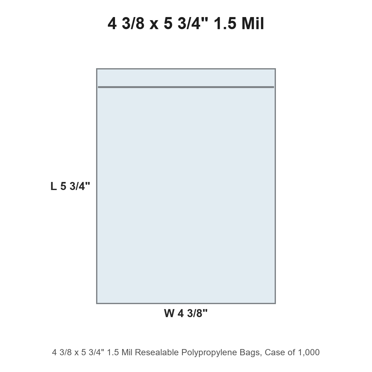 4 3/8 x 5 3/4" 1.5 Mil Resealable Polypropylene Bags