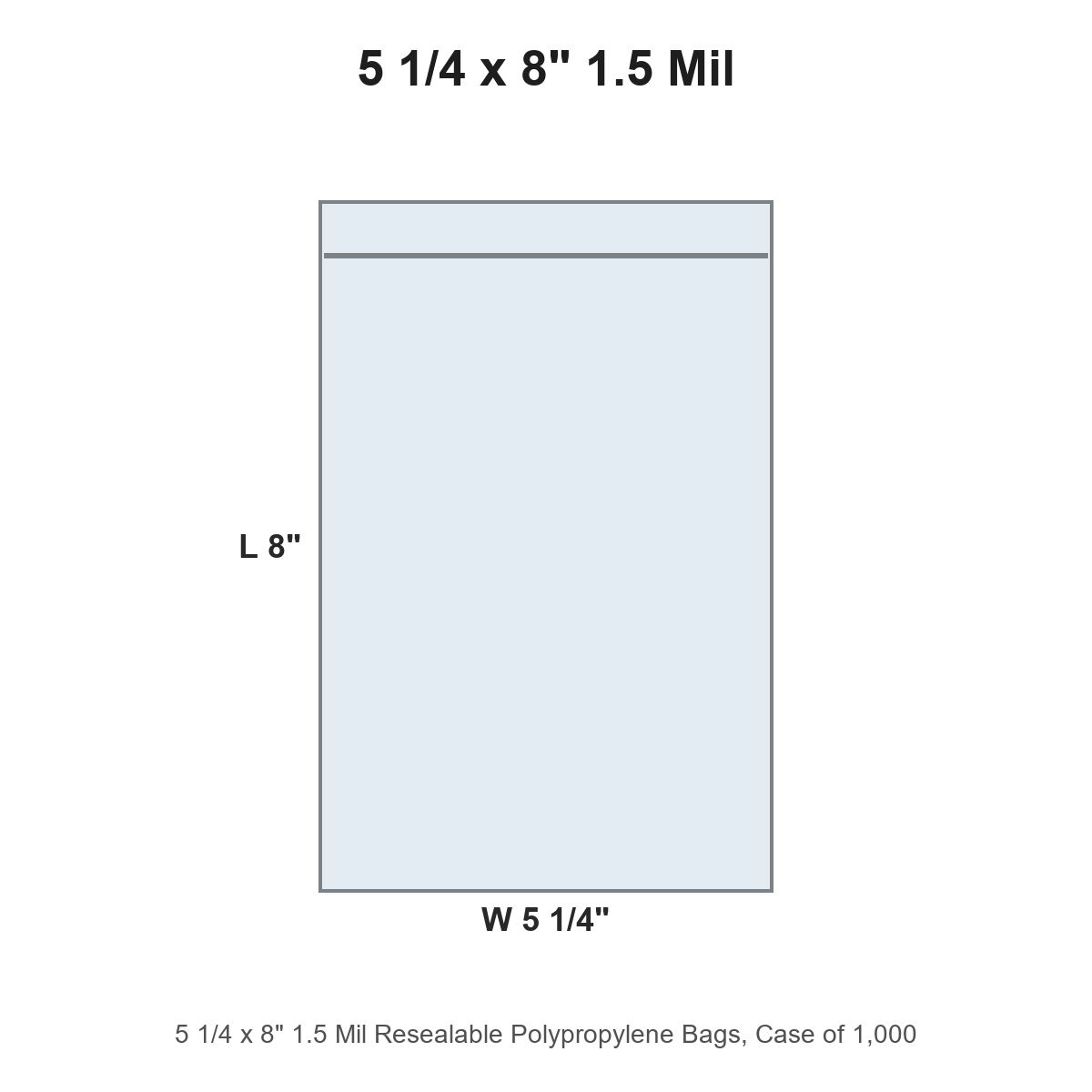 5 1/4 x 8" 1.5 Mil Resealable Polypropylene Bags
