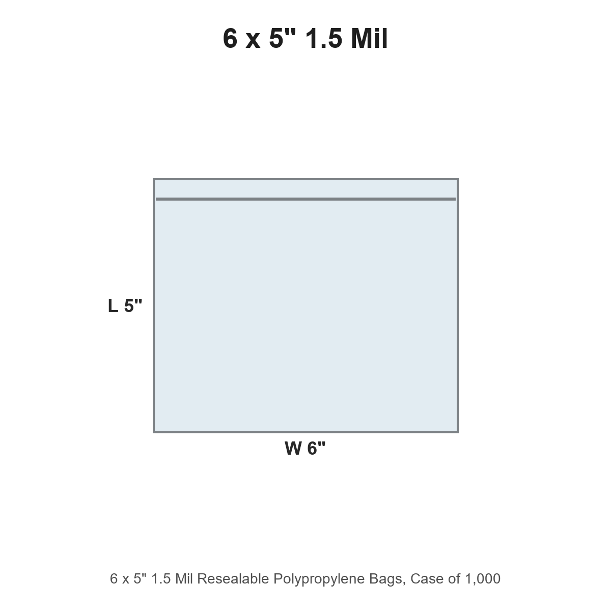 6 x 5" 1.5 Mil Resealable Polypropylene Bags