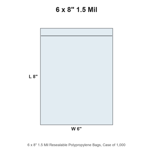 6 x 8" 1.5 Mil Resealable Polypropylene Bags