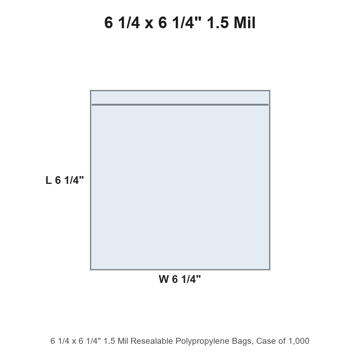 6 1/4 x 6 1/4" 1.5 Mil Resealable Polypropylene Bags