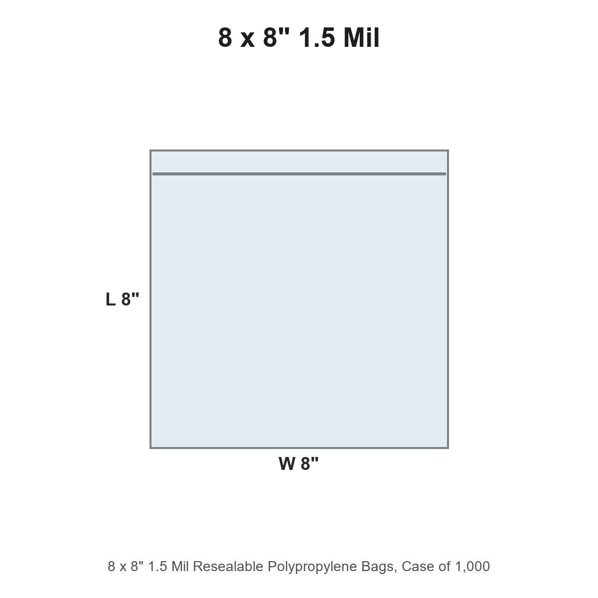 8 x 8" 1.5 Mil Resealable Polypropylene Bags