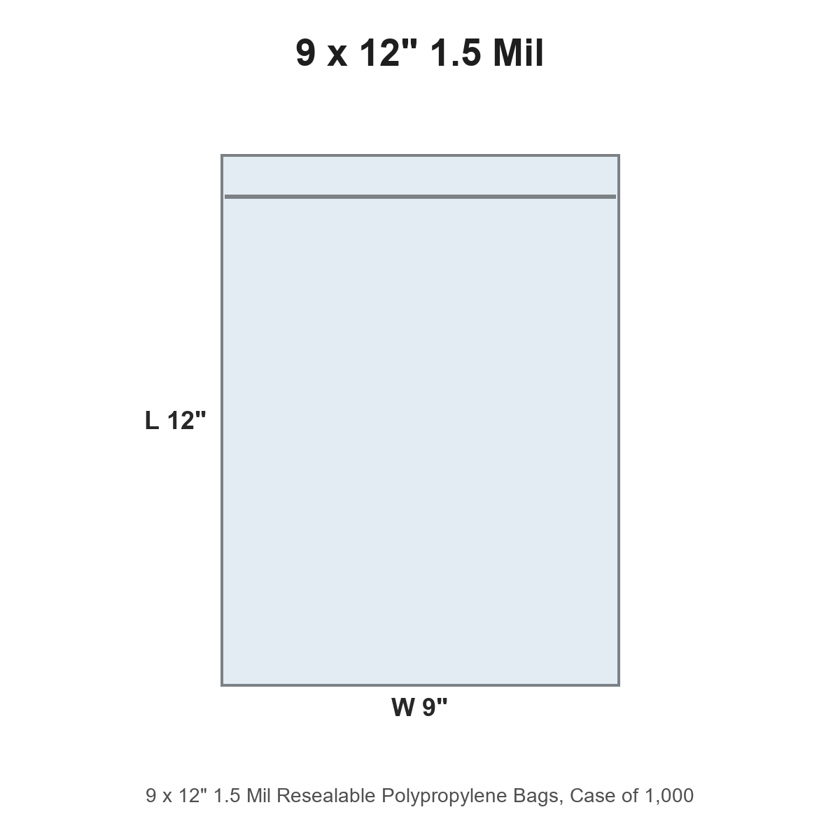 9 x 12" 1.5 Mil Resealable Polypropylene Bags