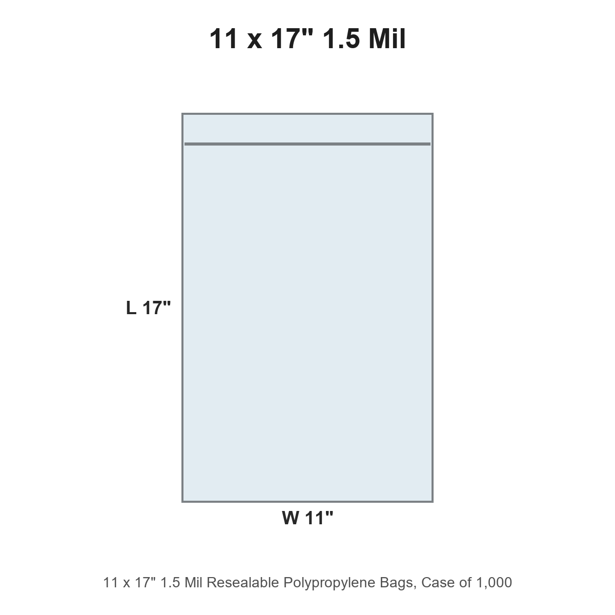 11 x 17" 1.5 Mil Resealable Polypropylene Bags