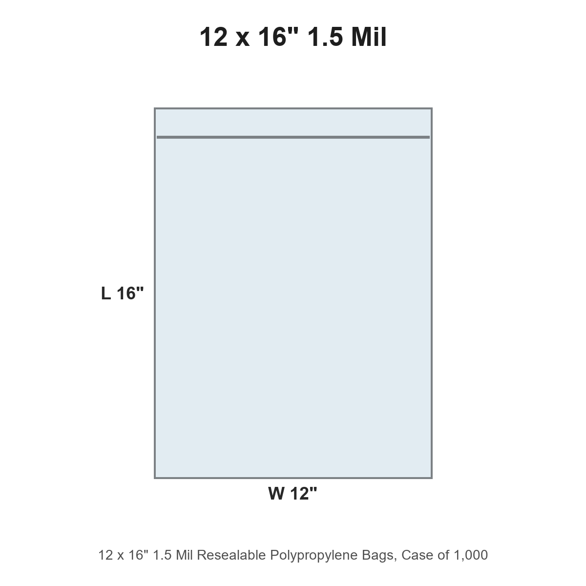 12 x 16" 1.5 Mil Resealable Polypropylene Bags