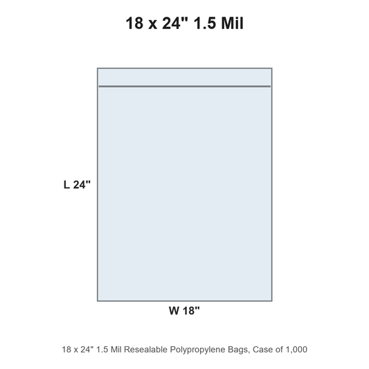 18 x 24" 1.5 Mil Resealable Polypropylene Bags