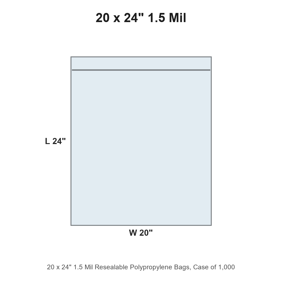 20 x 24" 1.5 Mil Resealable Polypropylene Bags