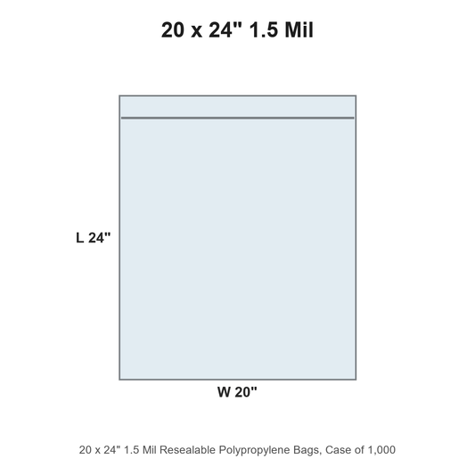 20 x 24" 1.5 Mil Resealable Polypropylene Bags