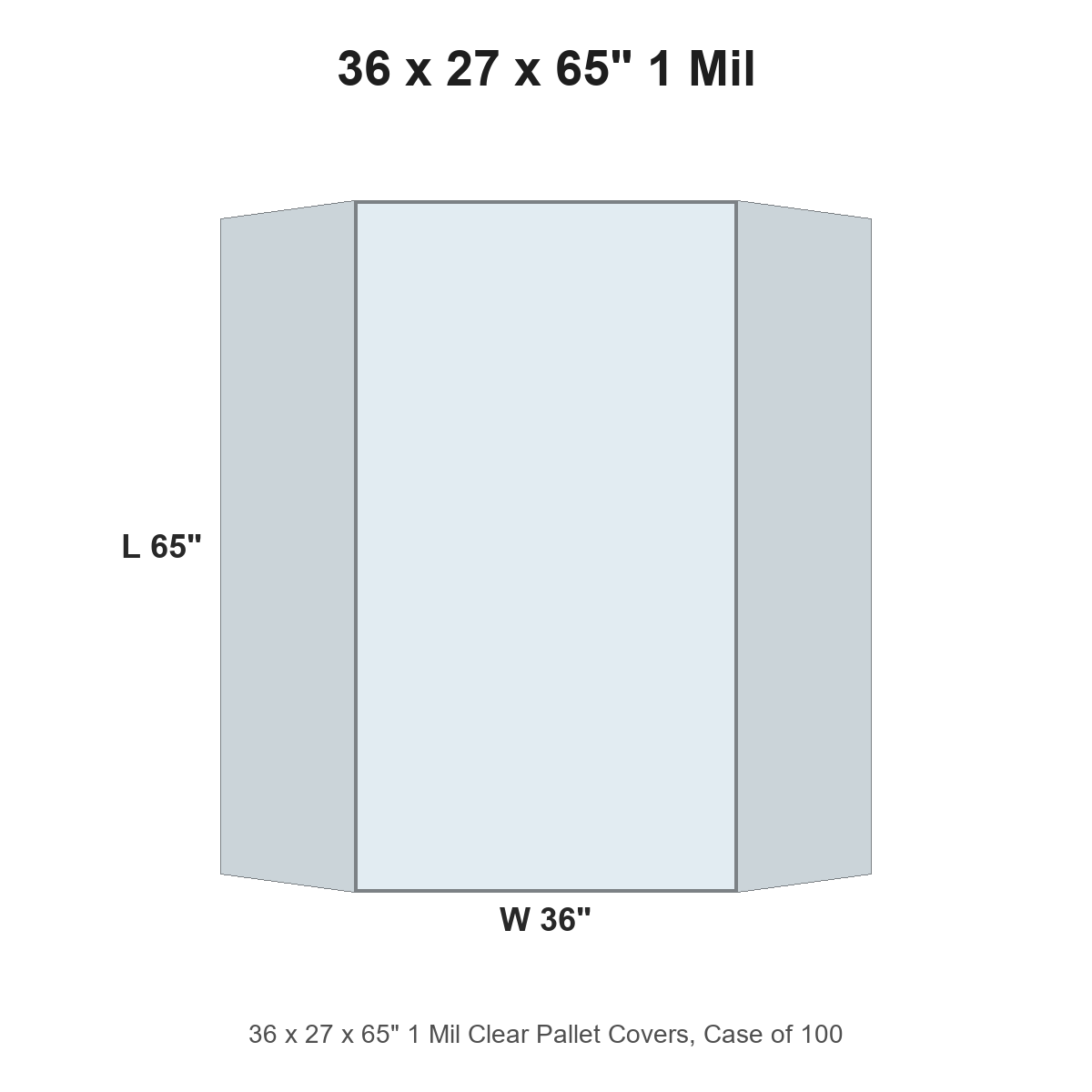 36 x 27 x 65" 1 Mil Clear Pallet Covers