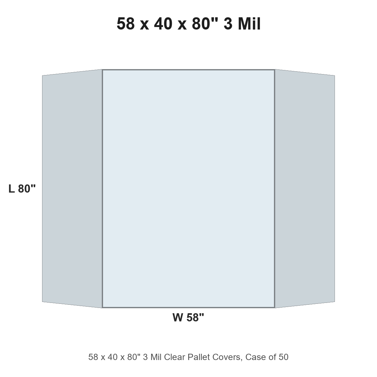 58 x 40 x 80" 3 Mil Clear Pallet Covers