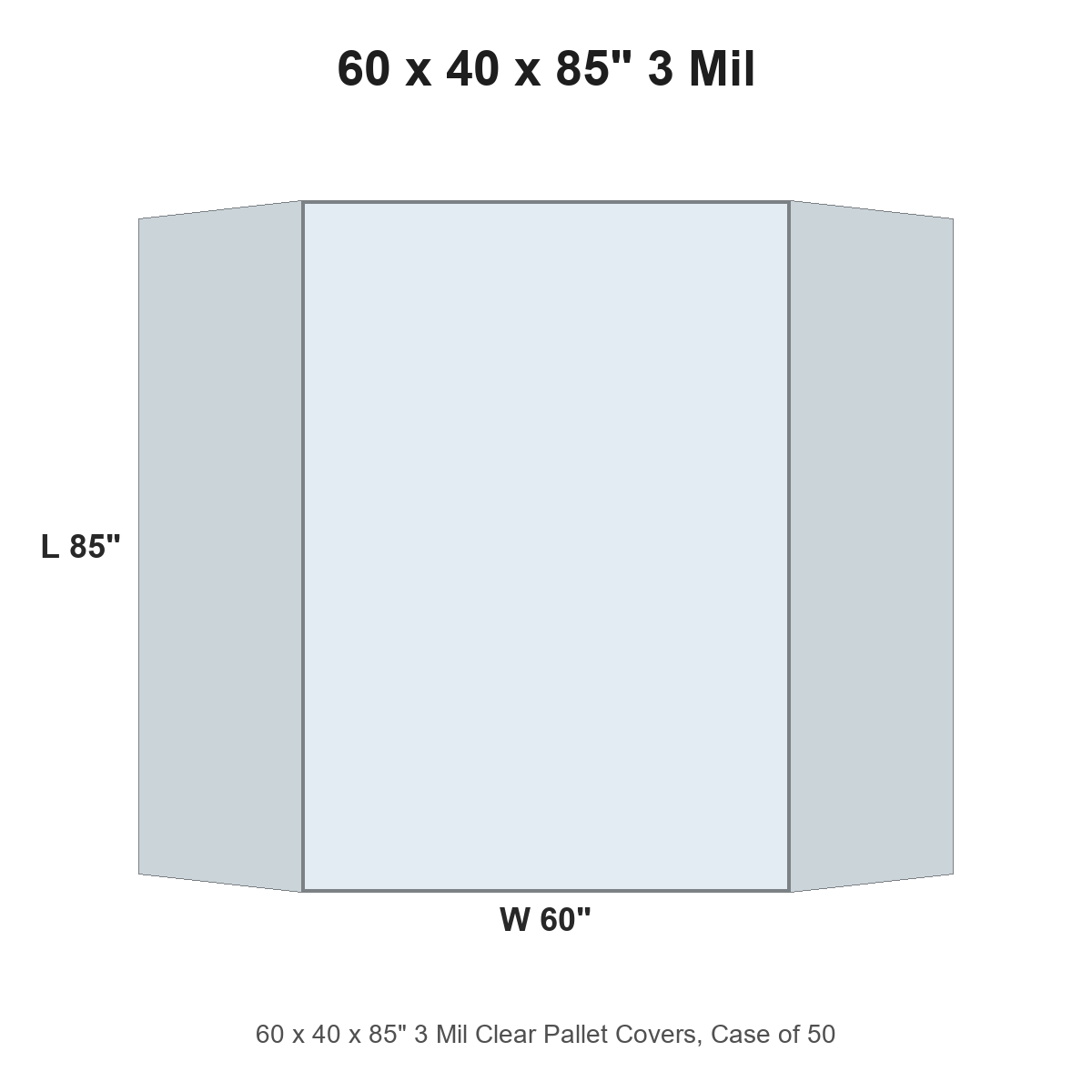 60 x 40 x 85" 3 Mil Clear Pallet Covers