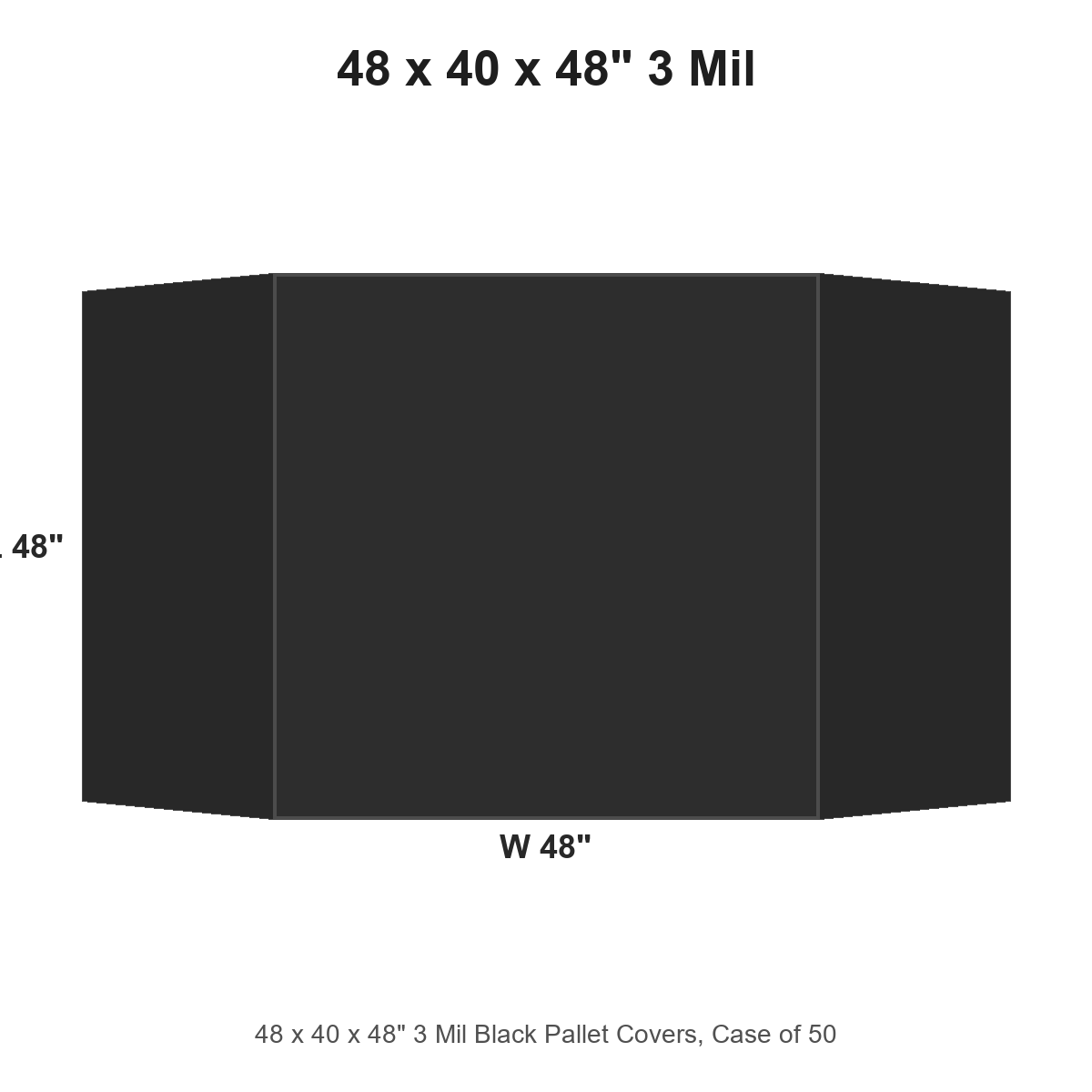48 x 40 x 48" 3 Mil Black Pallet Covers