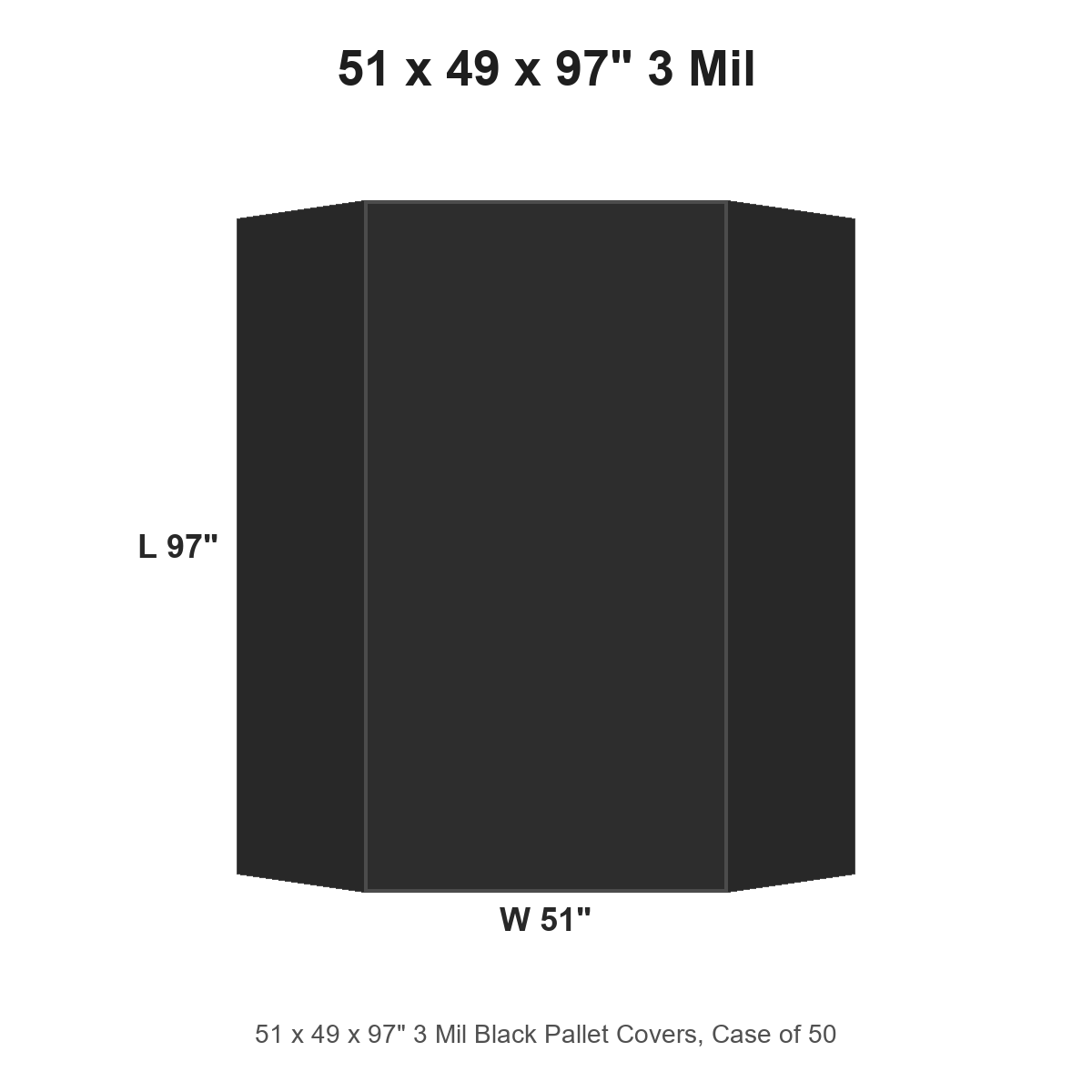 51 x 49 x 97" 3 Mil Black Pallet Covers