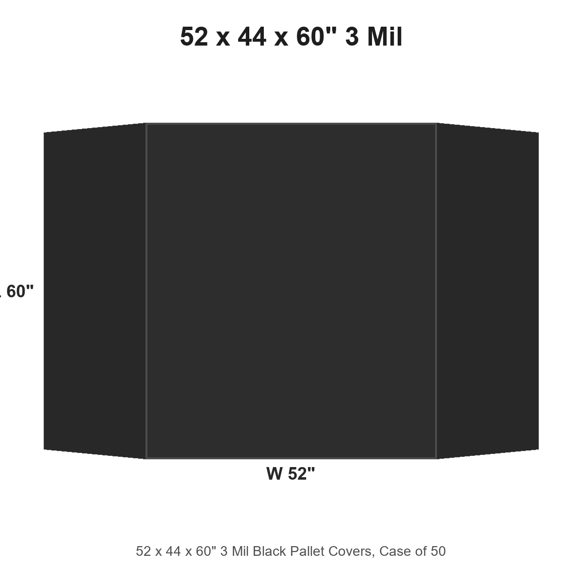 52 x 44 x 60" 3 Mil Black Pallet Covers