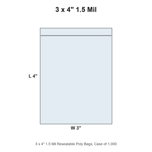 3 x 4" 1.5 Mil Resealable Poly Bags