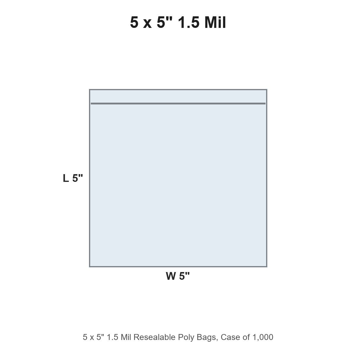 5 x 5" 1.5 Mil Resealable Poly Bags