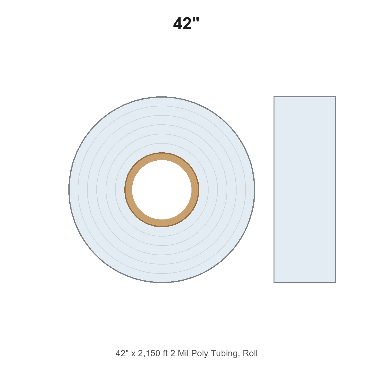 42" x 2,150 ft 2 Mil Poly Tubing, Roll