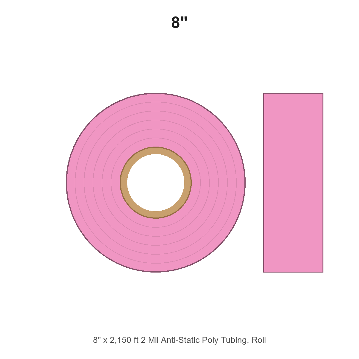 8" x 2,150 ft 2 Mil Anti-Static Poly Tubing, Roll