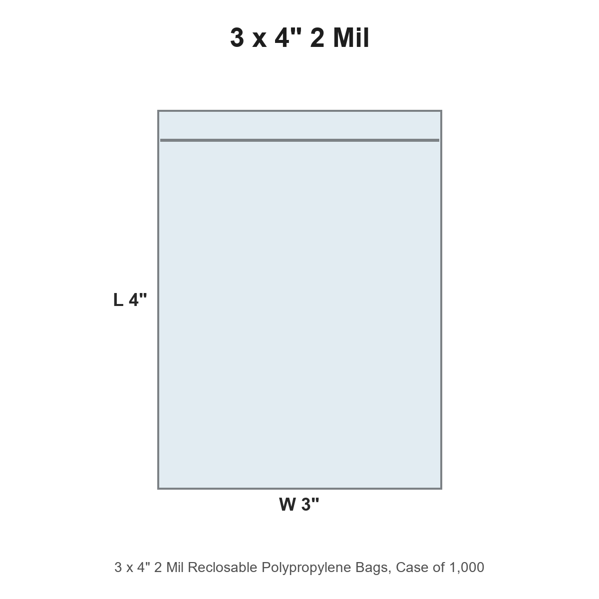3 x 4" 2 Mil Reclosable Polypropylene Bags