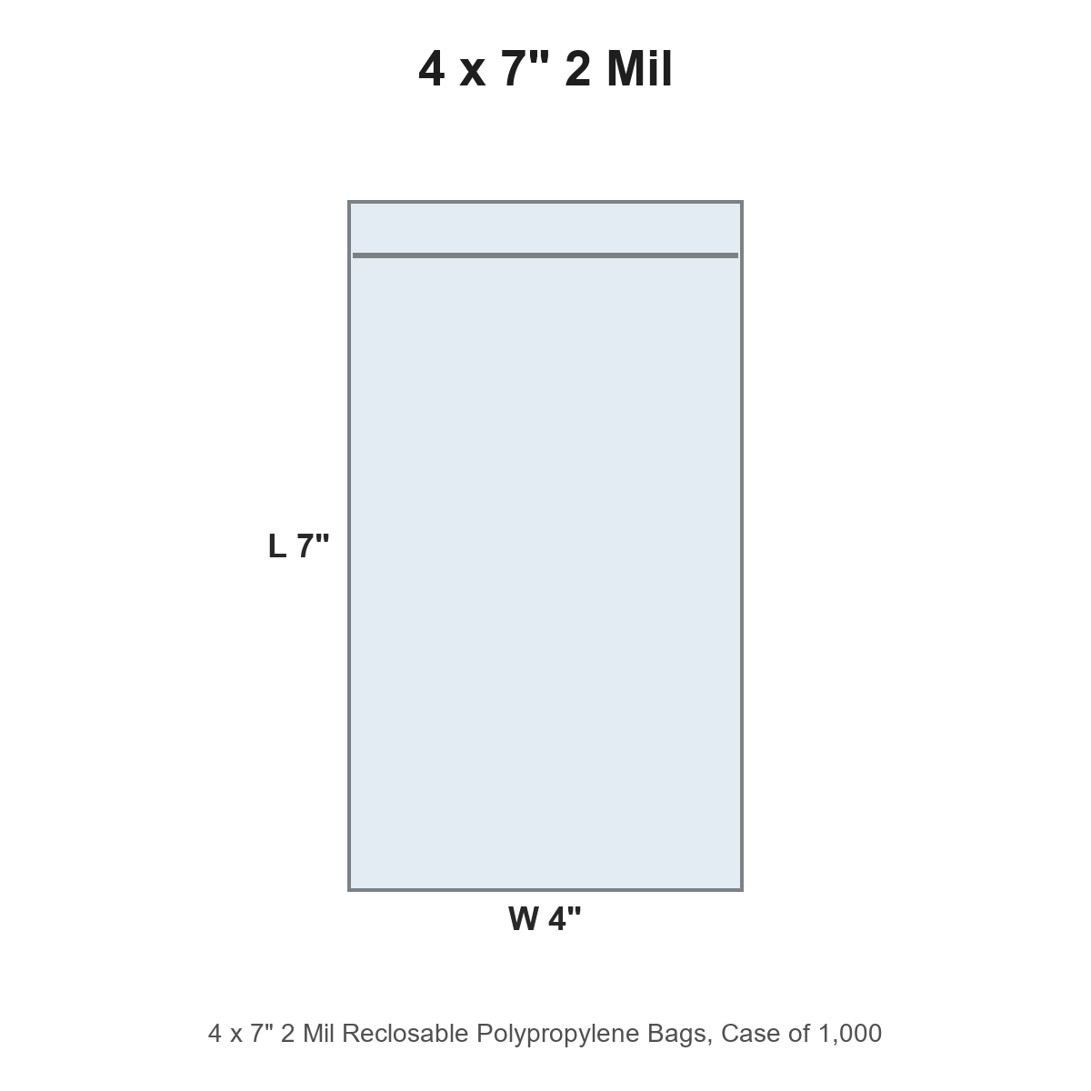 4 x 7" 2 Mil Reclosable Polypropylene Bags