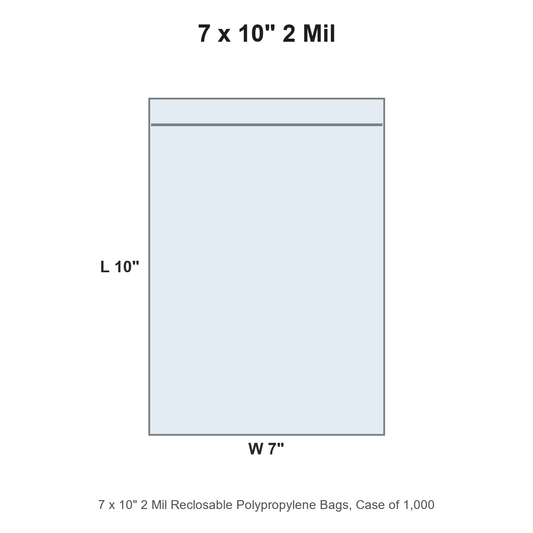 7 x 10" 2 Mil Reclosable Polypropylene Bags