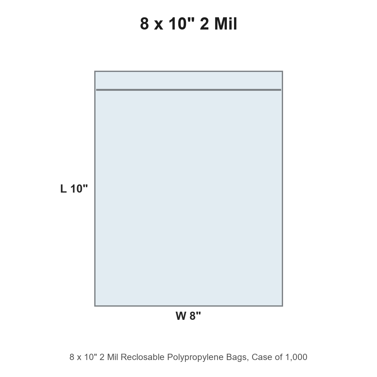 8 x 10" 2 Mil Reclosable Polypropylene Bags