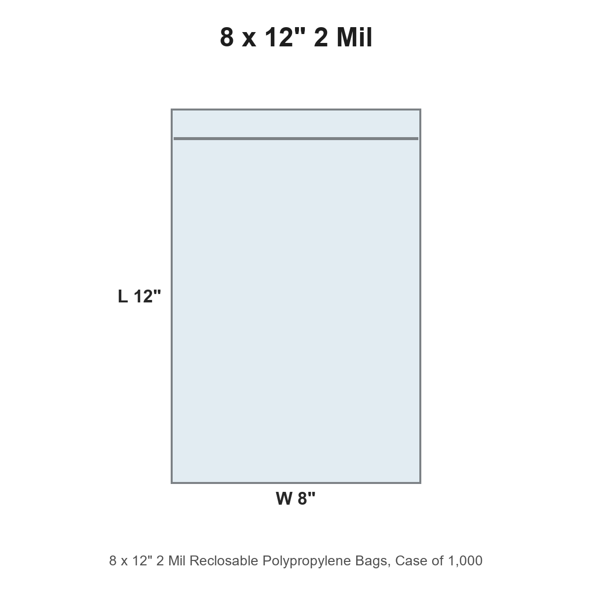 8 x 12" 2 Mil Reclosable Polypropylene Bags