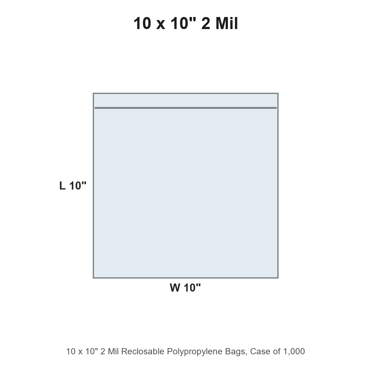10 x 10" 2 Mil Reclosable Polypropylene Bags