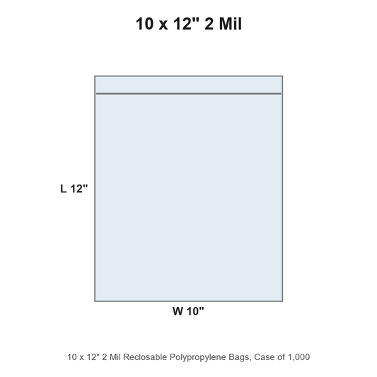 10 x 12" 2 Mil Reclosable Polypropylene Bags