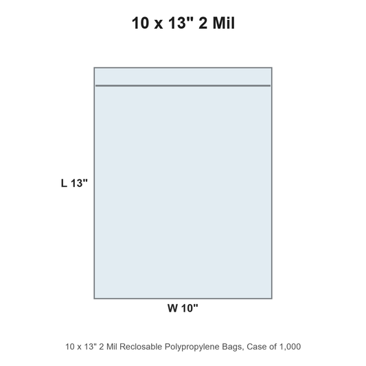 10 x 13" 2 Mil Reclosable Polypropylene Bags