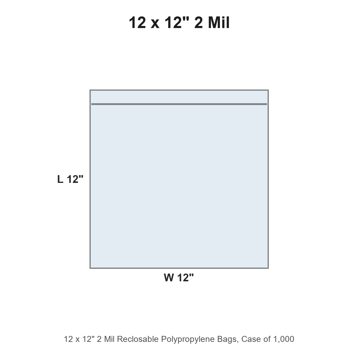 12 x 12" 2 Mil Reclosable Polypropylene Bags