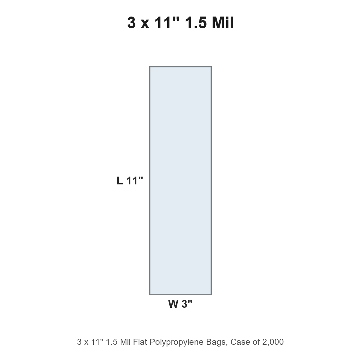 3 x 11" 1.5 Mil Flat Polypropylene Bags