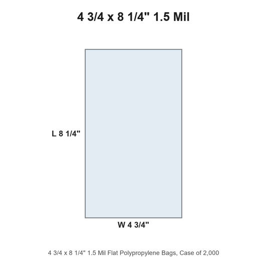 4 3/4 x 8 1/4" 1.5 Mil Flat Polypropylene Bags