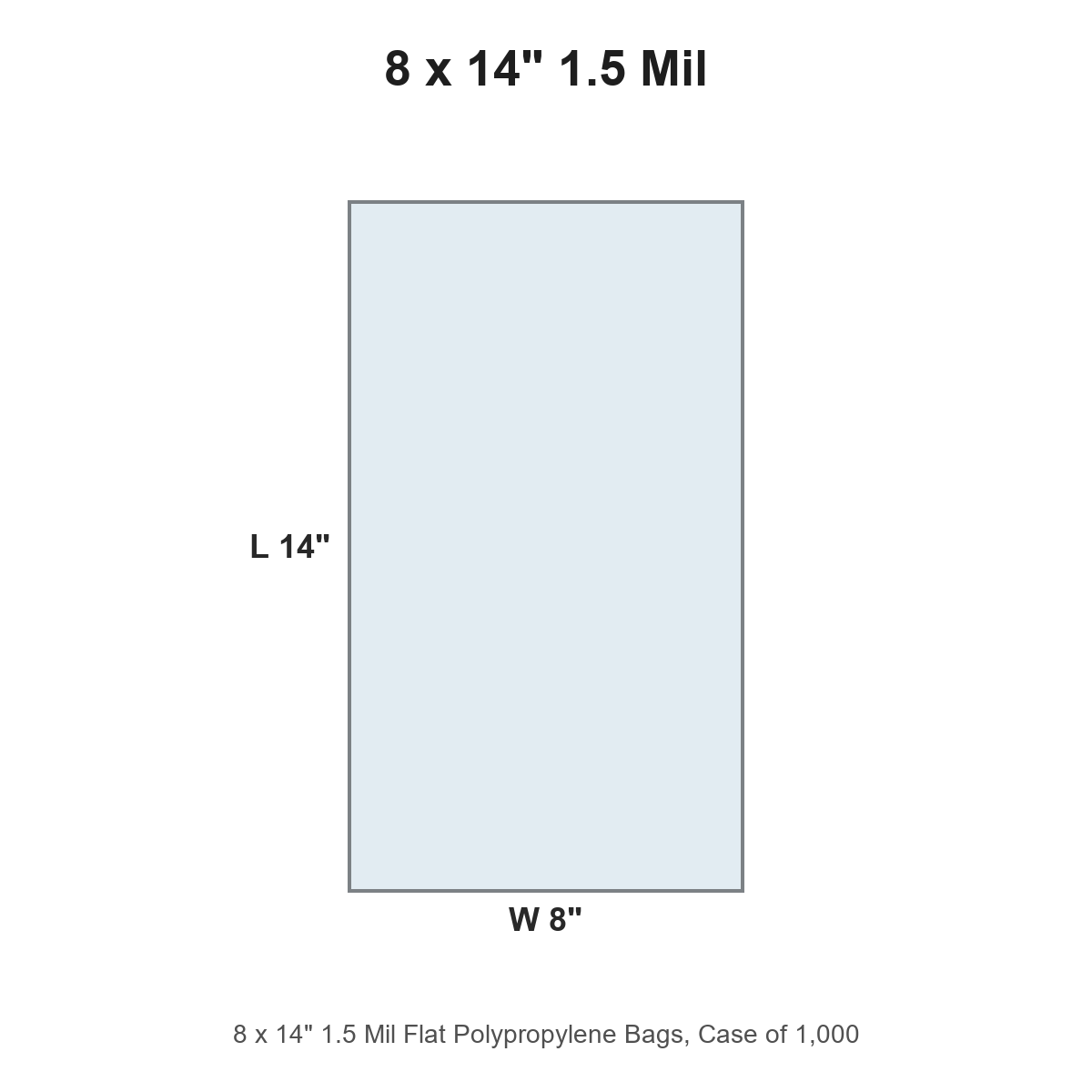 8 x 14" 1.5 Mil Flat Polypropylene Bags