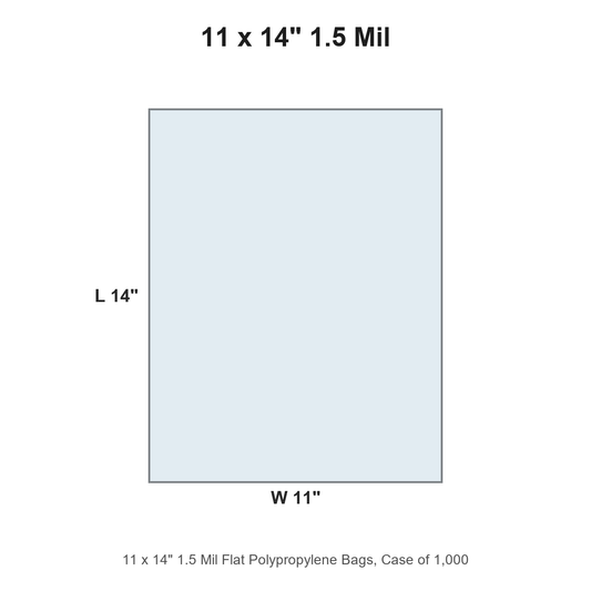 11 x 14" 1.5 Mil Flat Polypropylene Bags
