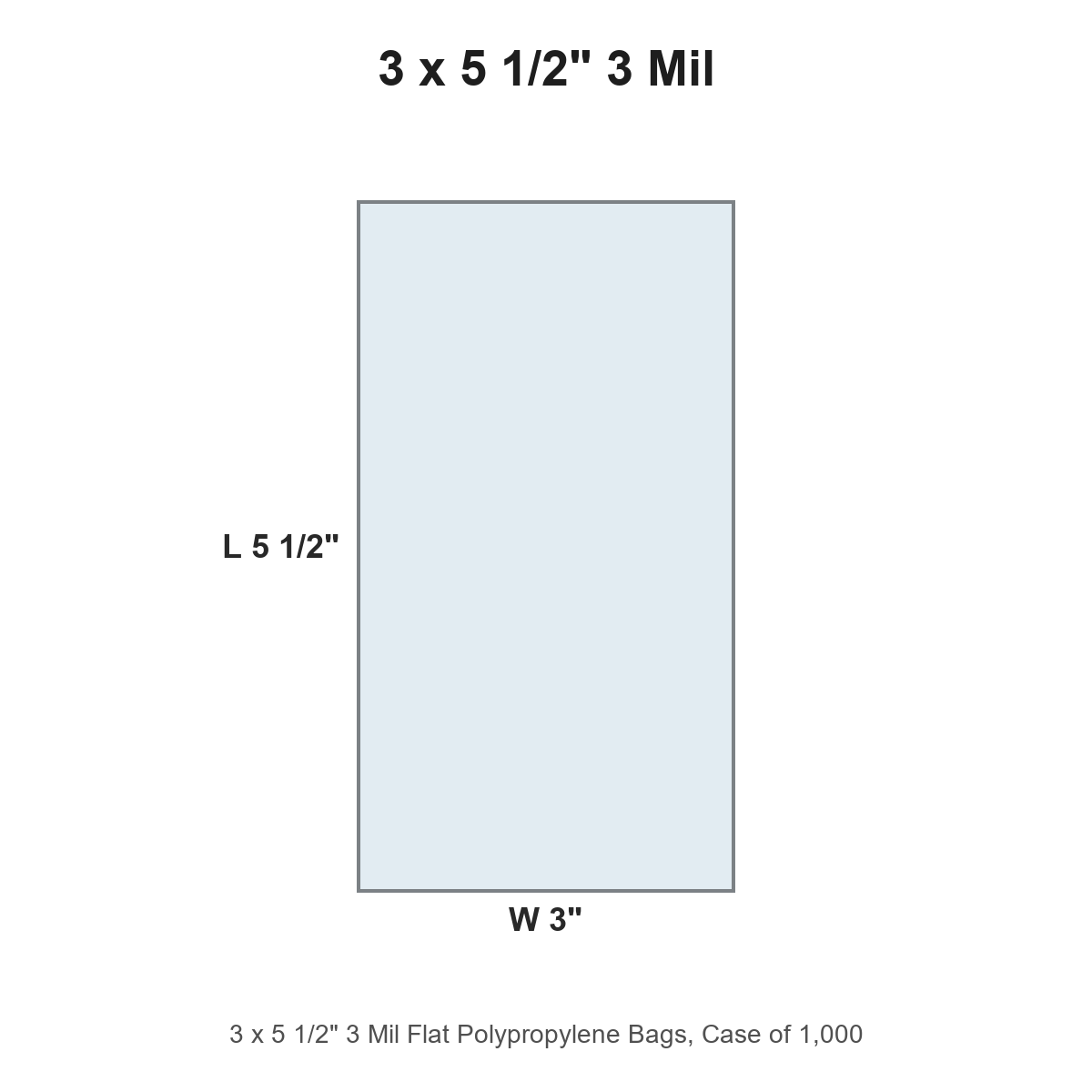 3 x 5 1/2" 3 Mil Flat Polypropylene Bags