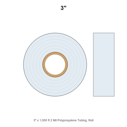 3" x 1,000 ft 2 Mil Polypropylene Tubing, Roll