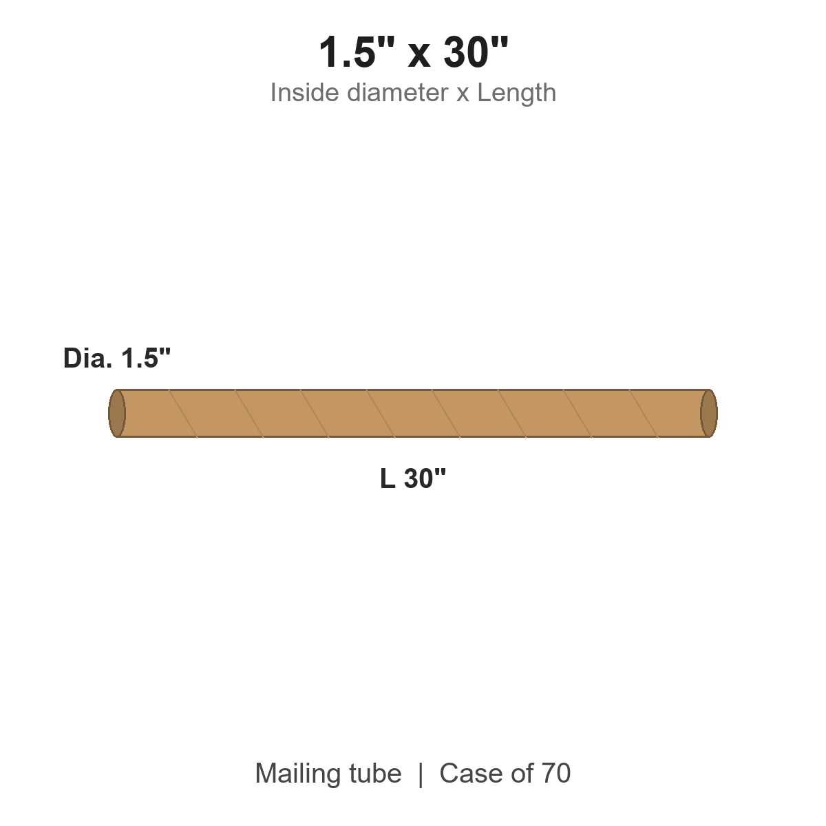 1.5" x 30" Crimped-End Kraft Mailing Tubes