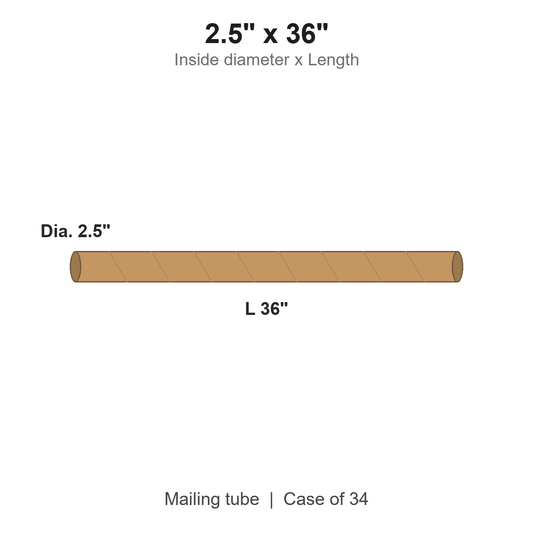 2.5" x 36" Crimped-End Kraft Mailing Tubes